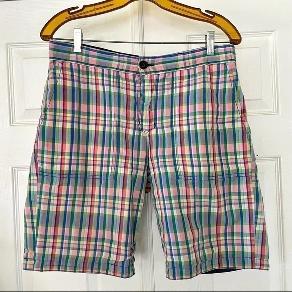 𝅺Men's Reversible Shorts Penguin by Munsingwear  Multicolor Plaid Size 30 - Picture 2 of 8